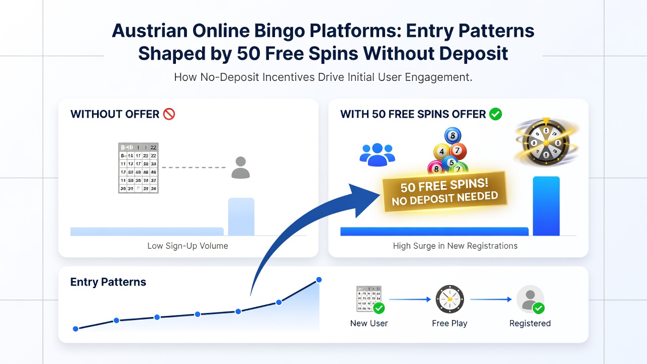 Chart illustrating user entry patterns and session durations on Austrian bingo sites following no-deposit offers