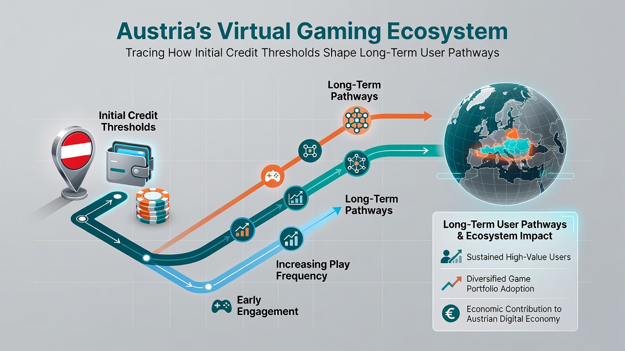 Detailed view of user pathways in Austrian online gaming showing retention trends and credit threshold impacts